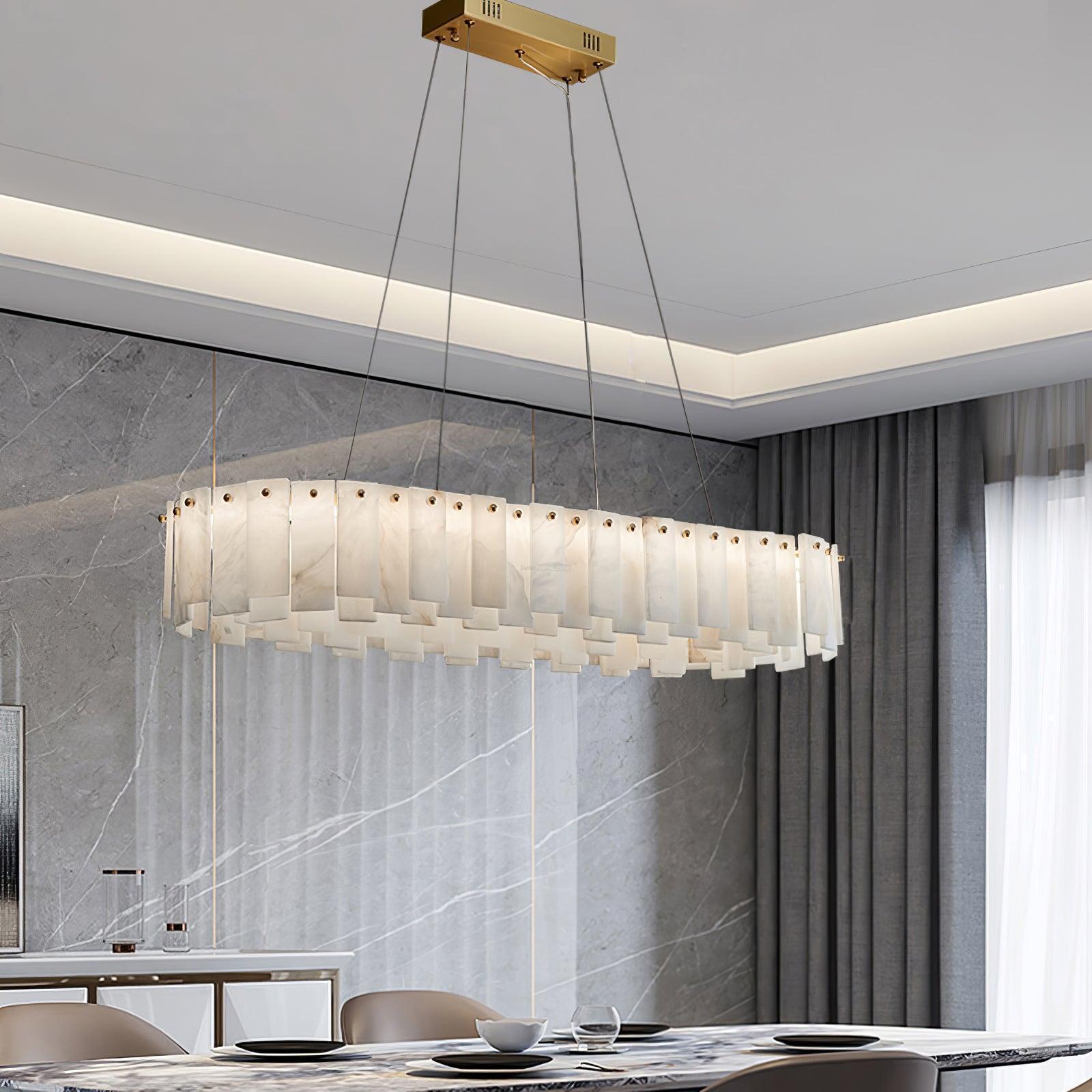 Halos Alabaster Round/Square Chandelier by Bling Lighting Studio