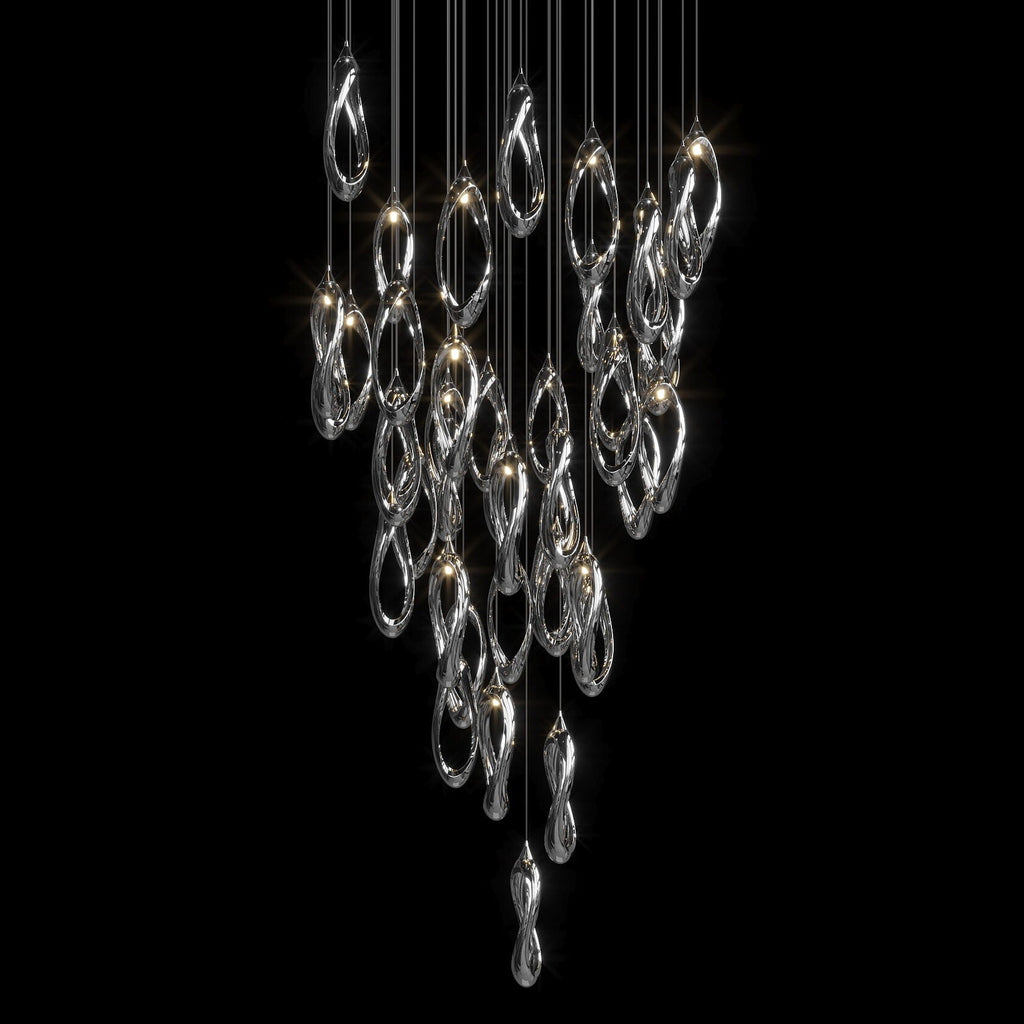 White Ribbon Loop Chandelier