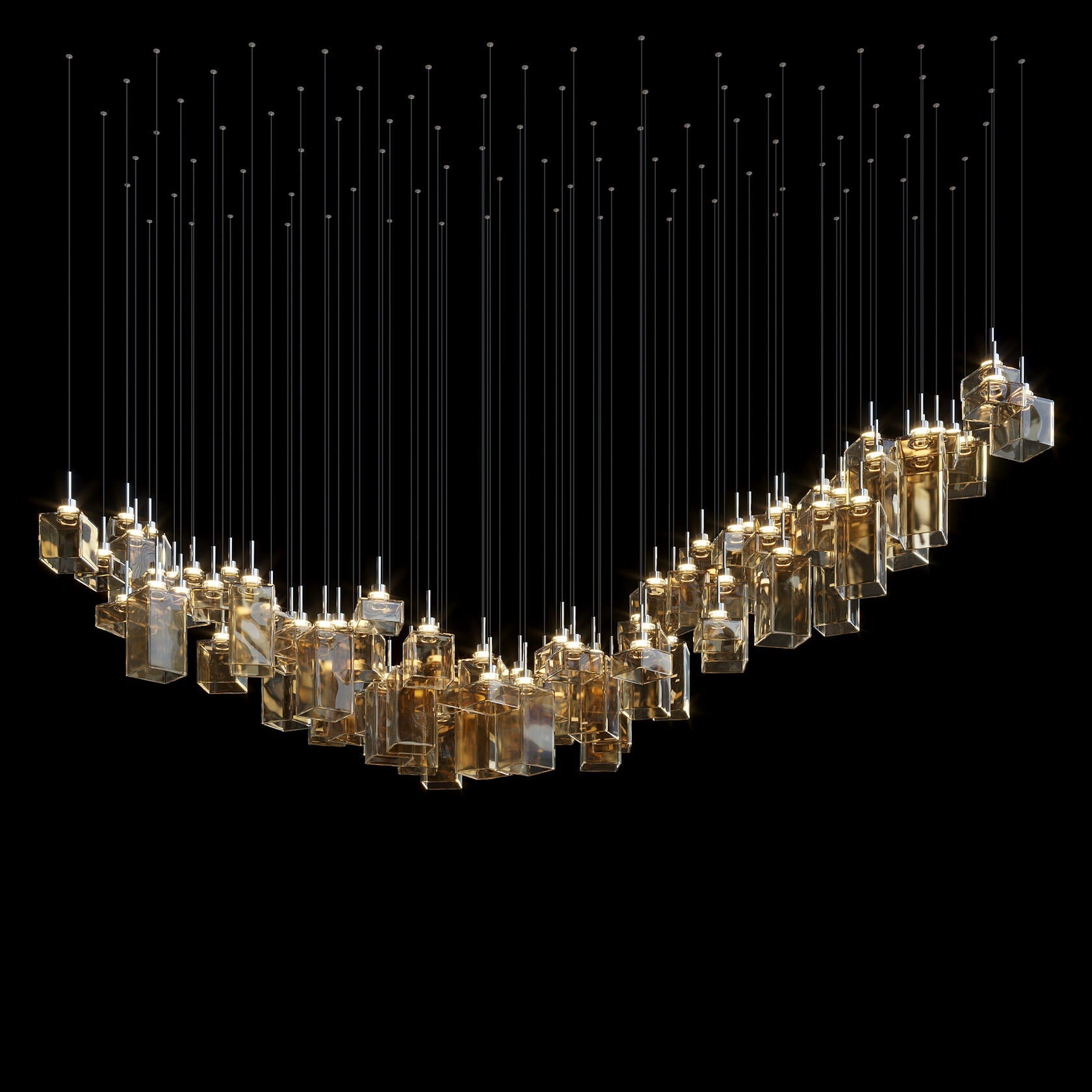 Amber Block Cascade Chandelier