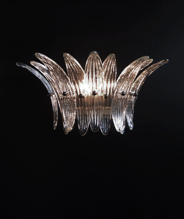Murano Wall Lamp | 9 Clear Palmette Glass | Set of 2