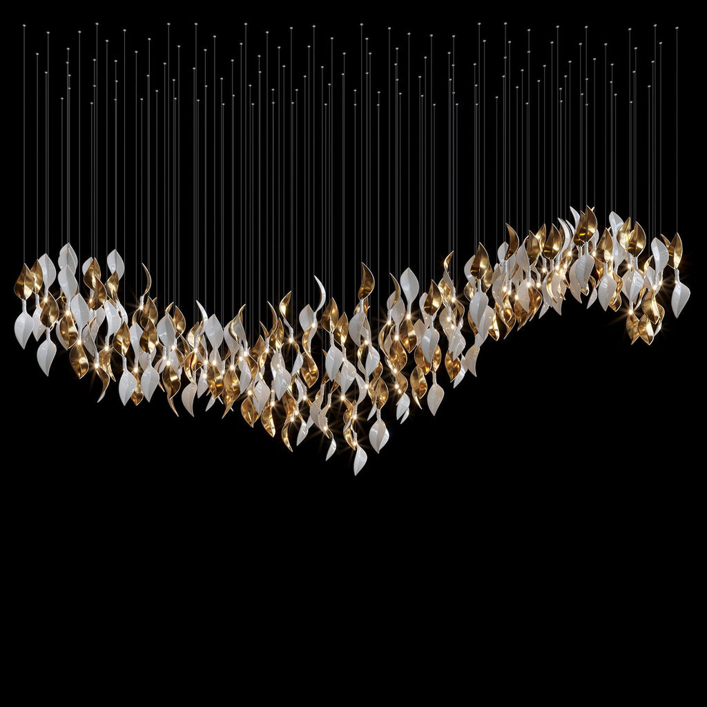 White Twist Leaf Garland Chandelier
