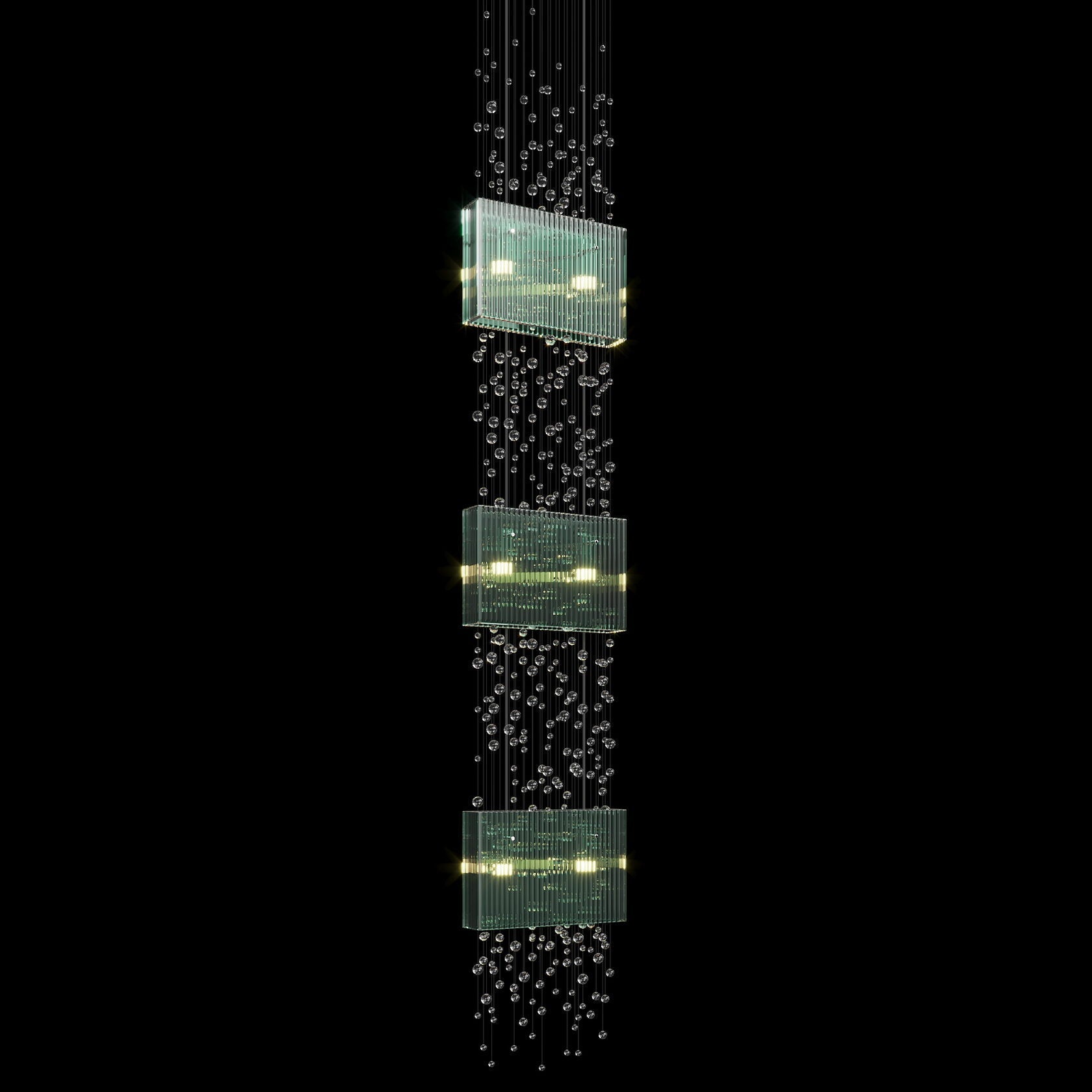 Green Crystal Rain Chandelier