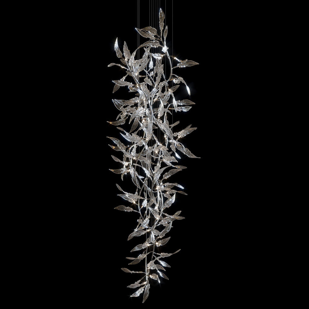 Pink Silver Leaf Vine Chandelier