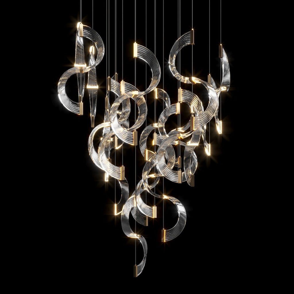 Crystal Crescent Cascade Chandelier