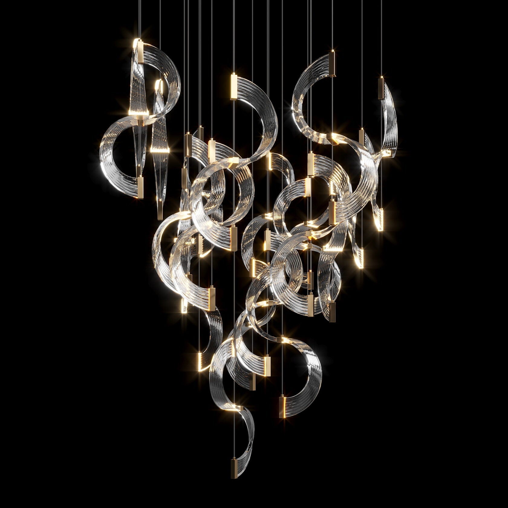 Crystal Crescent Cascade Chandelier