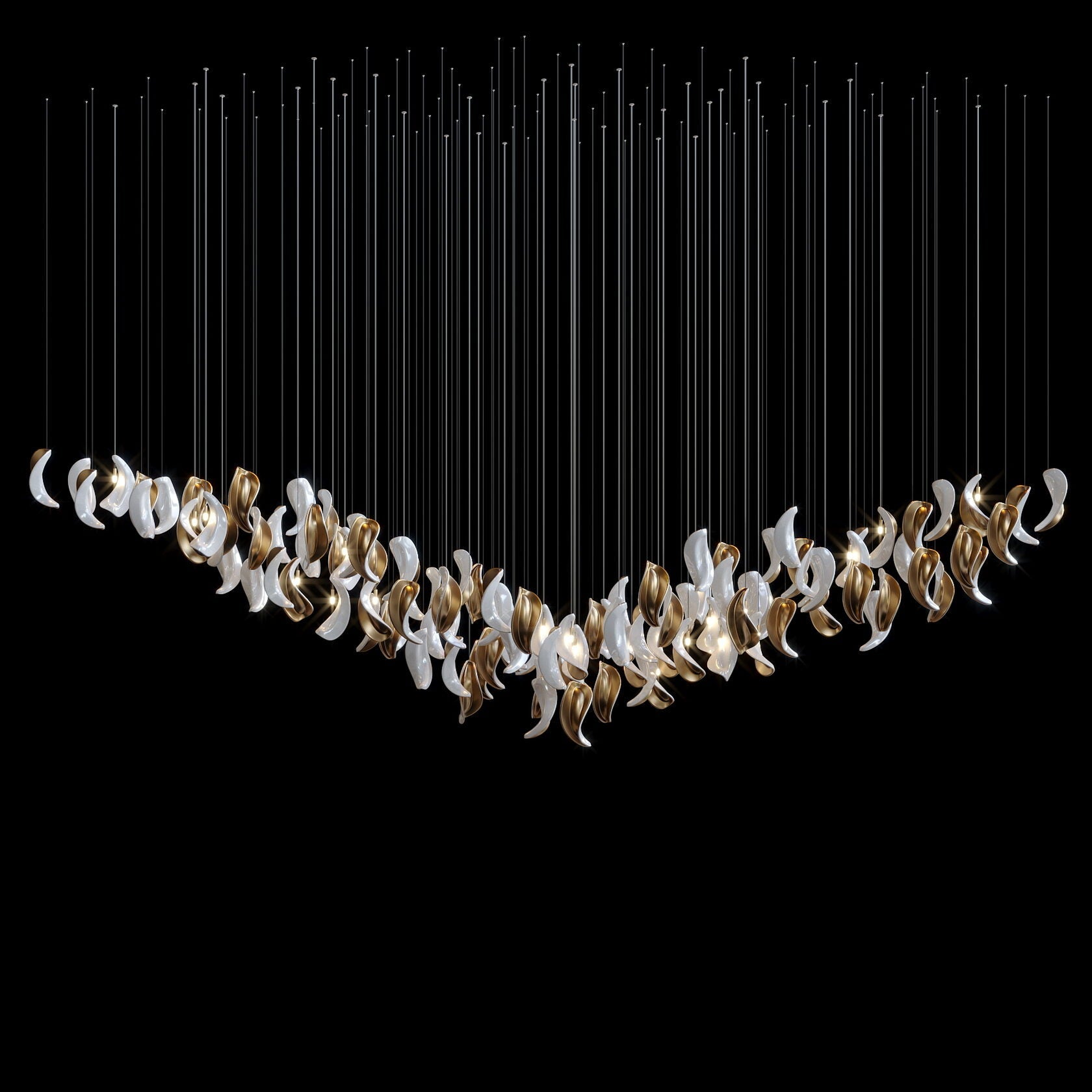 White Crescent Cascade Chandelier