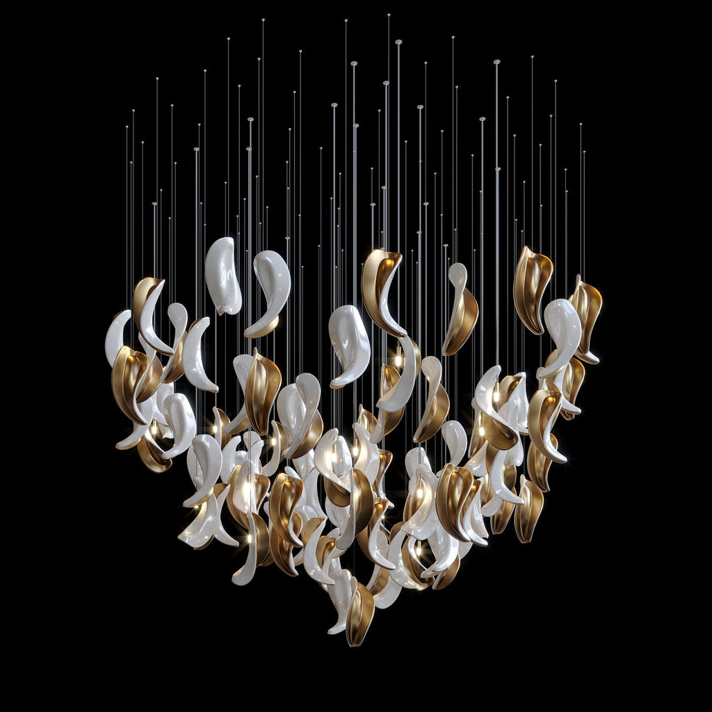 White Crescent Cascade Chandelier
