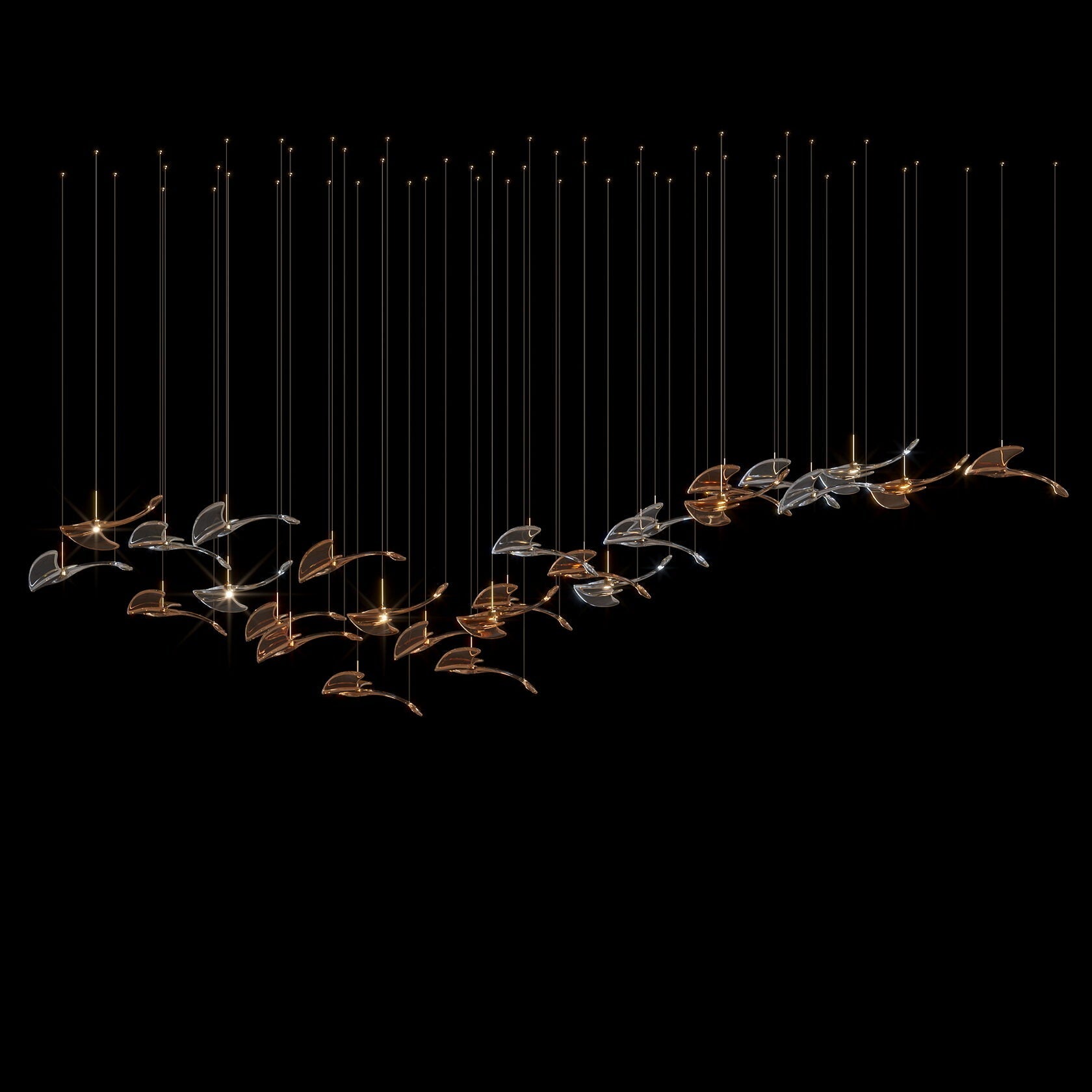 Glass Swallow Flight Chandelier