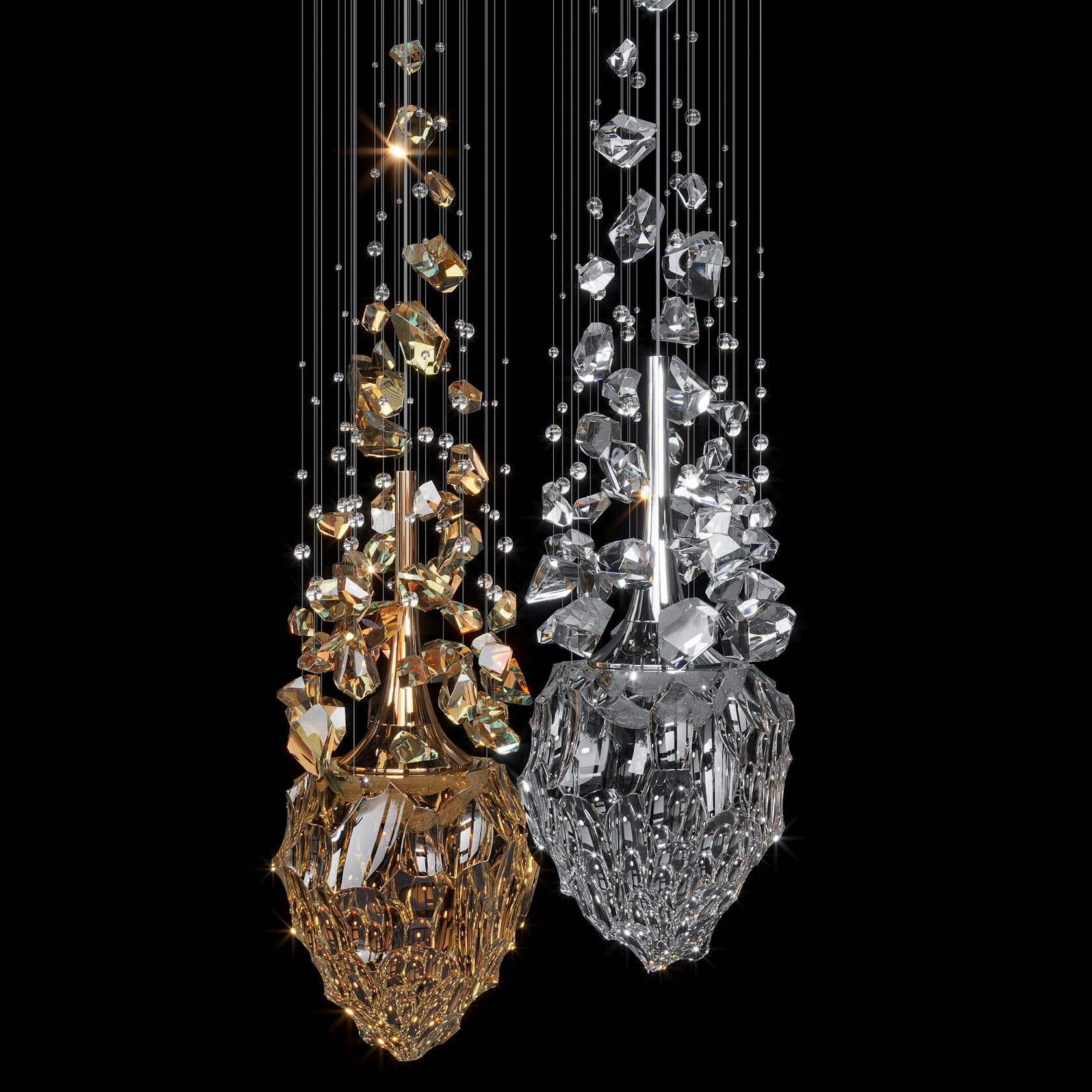 Amber Crystal Geyser Chandelier