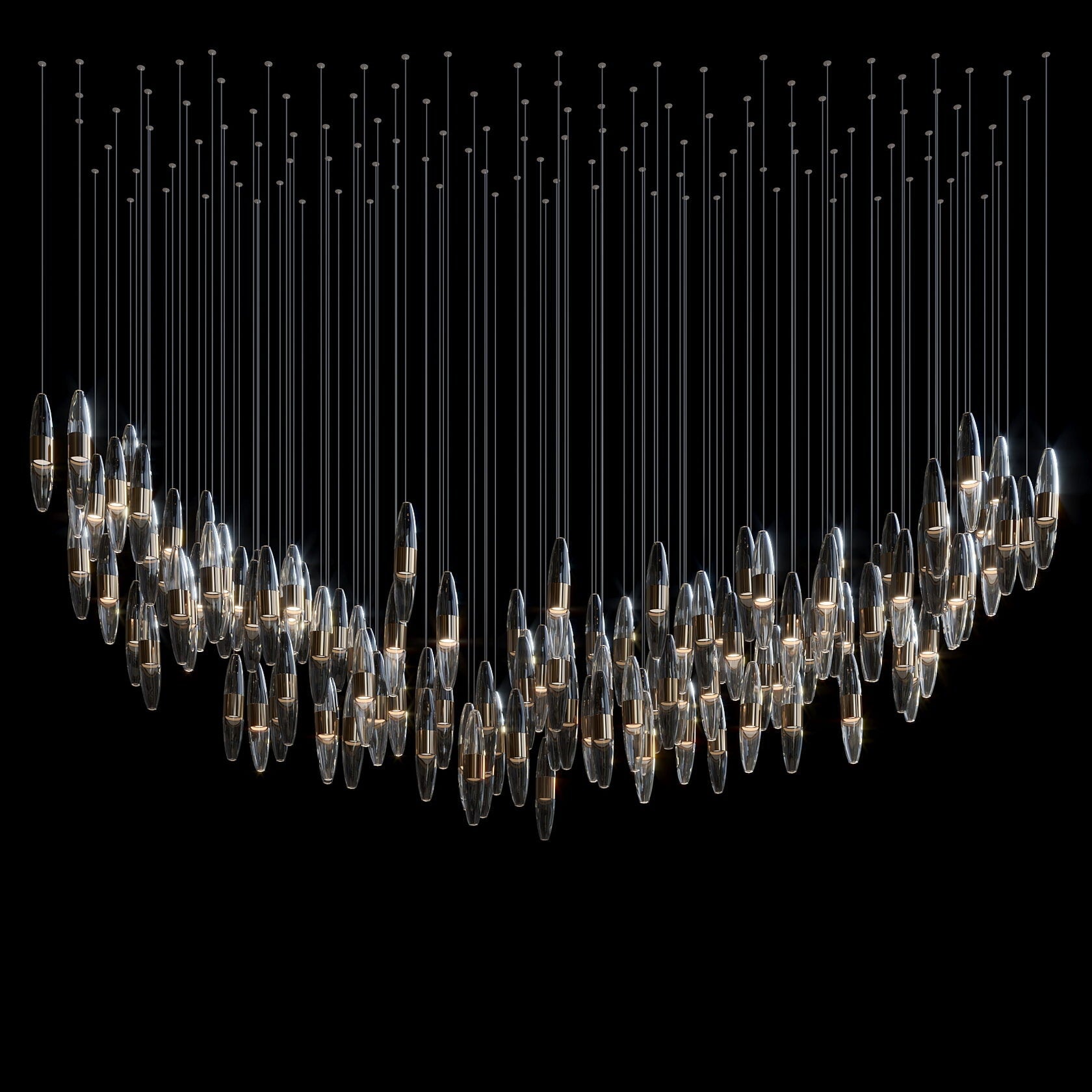 Smoke Capsule Wave Chandelier