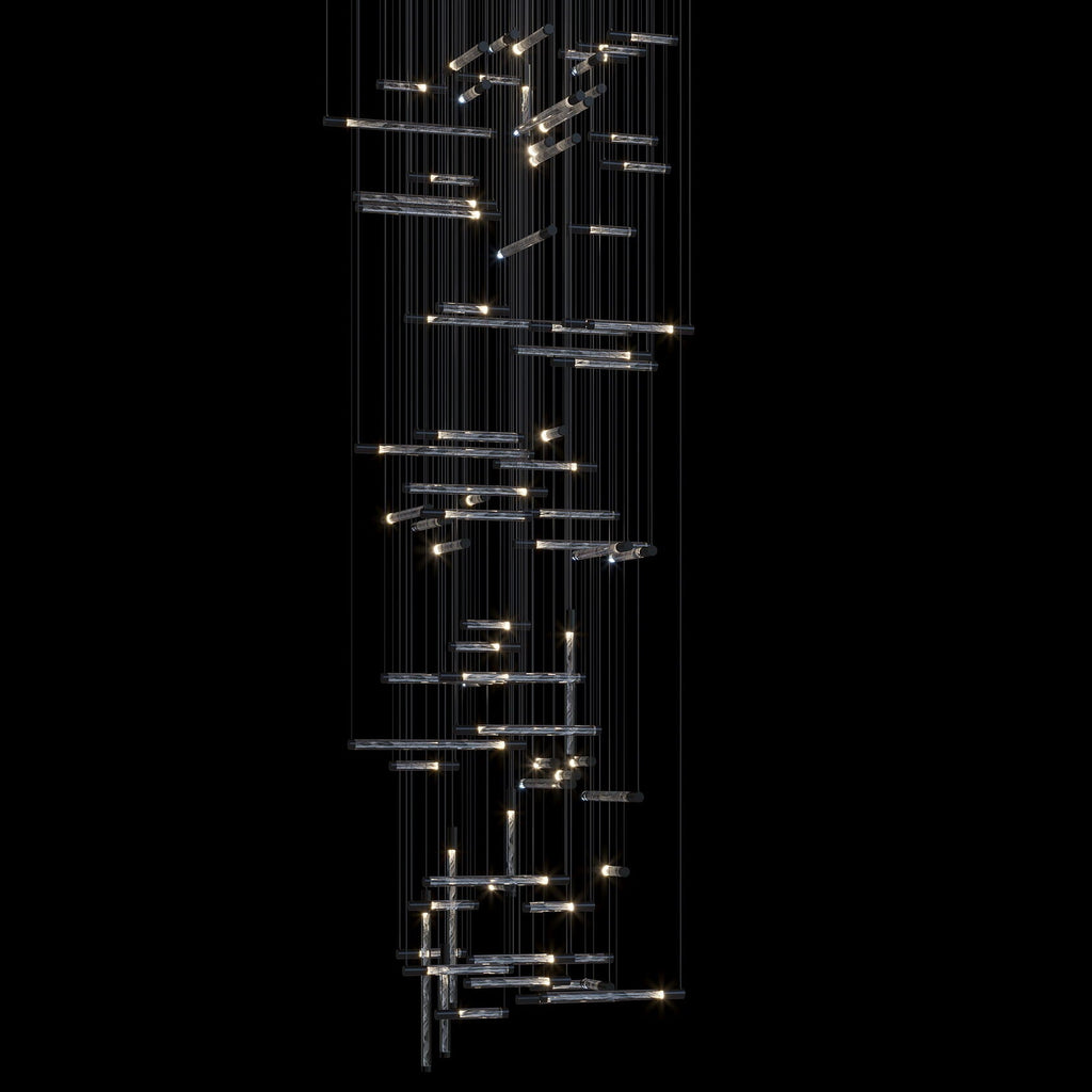 Crystal Beam Grid Chandelier