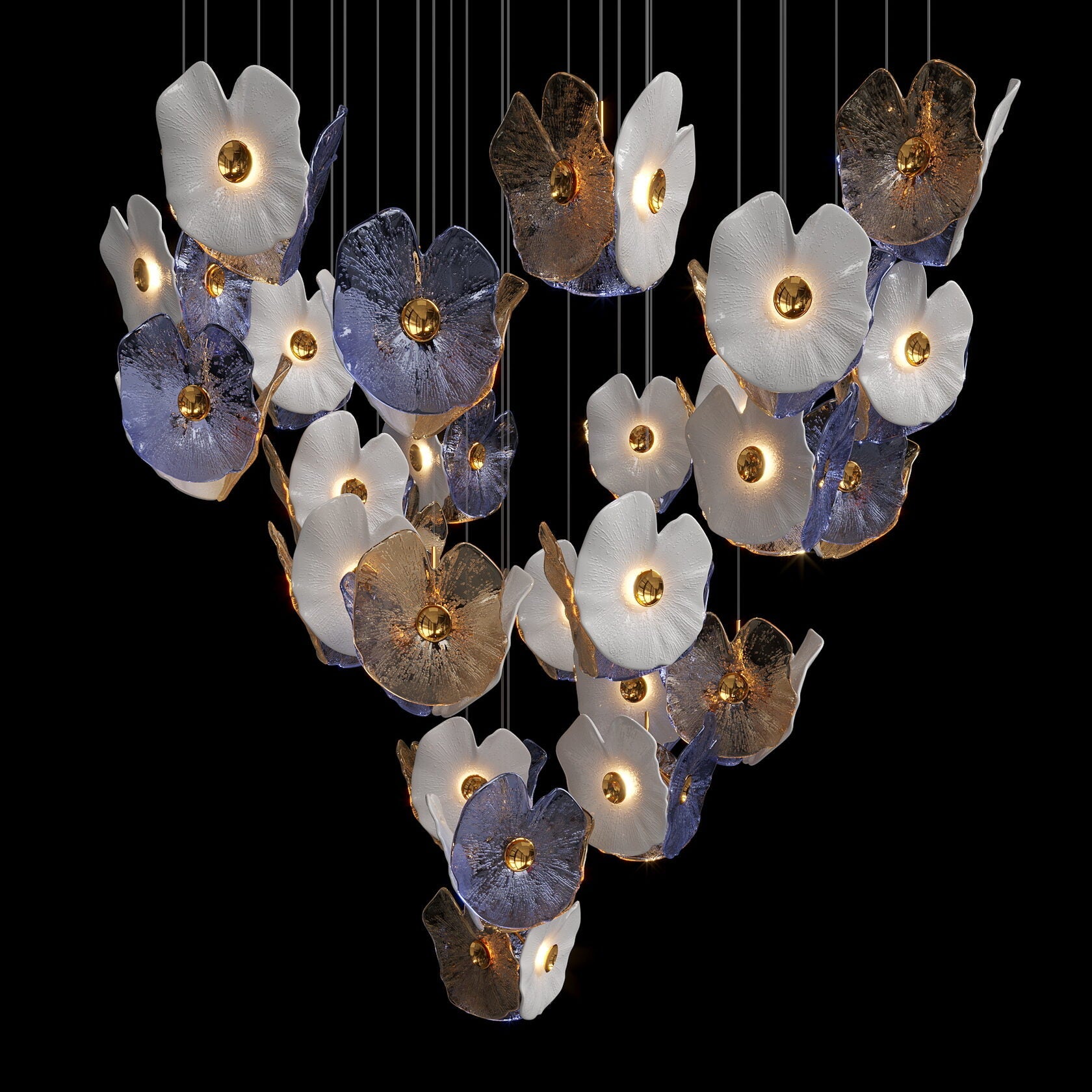 Frosted Blossom Cluster Chandelier