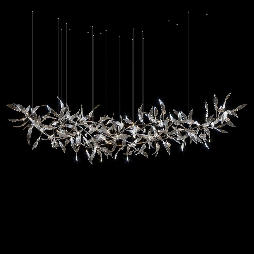 Pink Silver Leaf Vine Chandelier