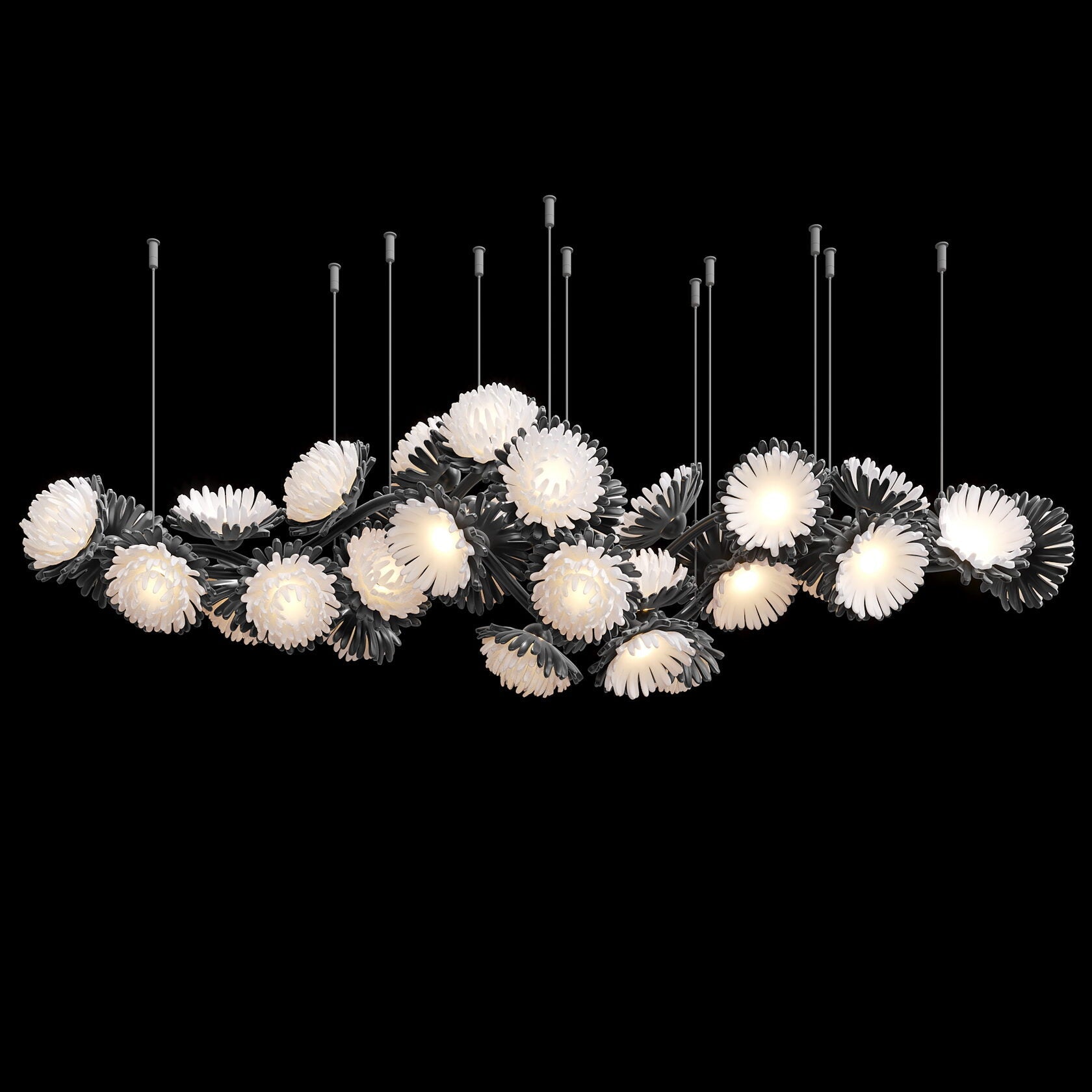Monochrome Daisy Cluster Chandelier