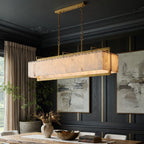 Valente Alabaster & Copper Modern Chandelier material and finish detail