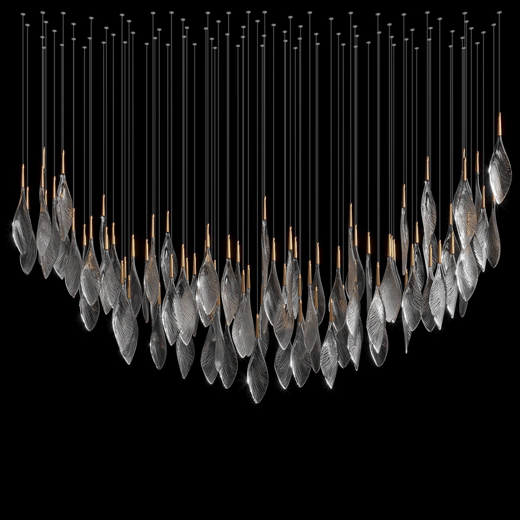 Smoke Feather Cascade Chandelier