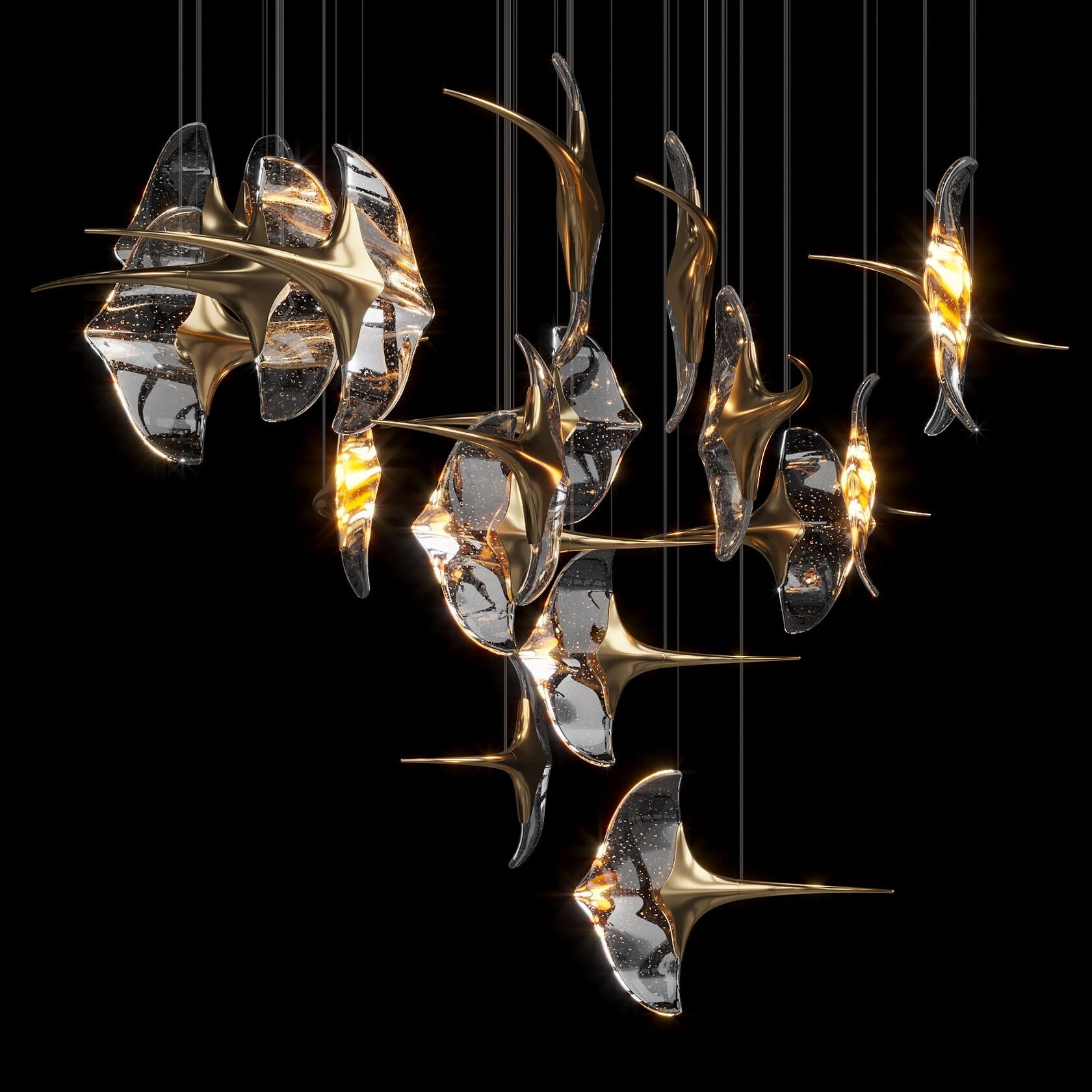 Clear Manta Cluster Chandelier