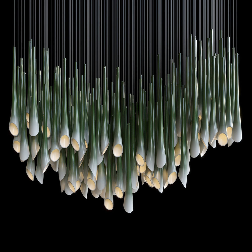 Green Trumpet Cluster Chandelier