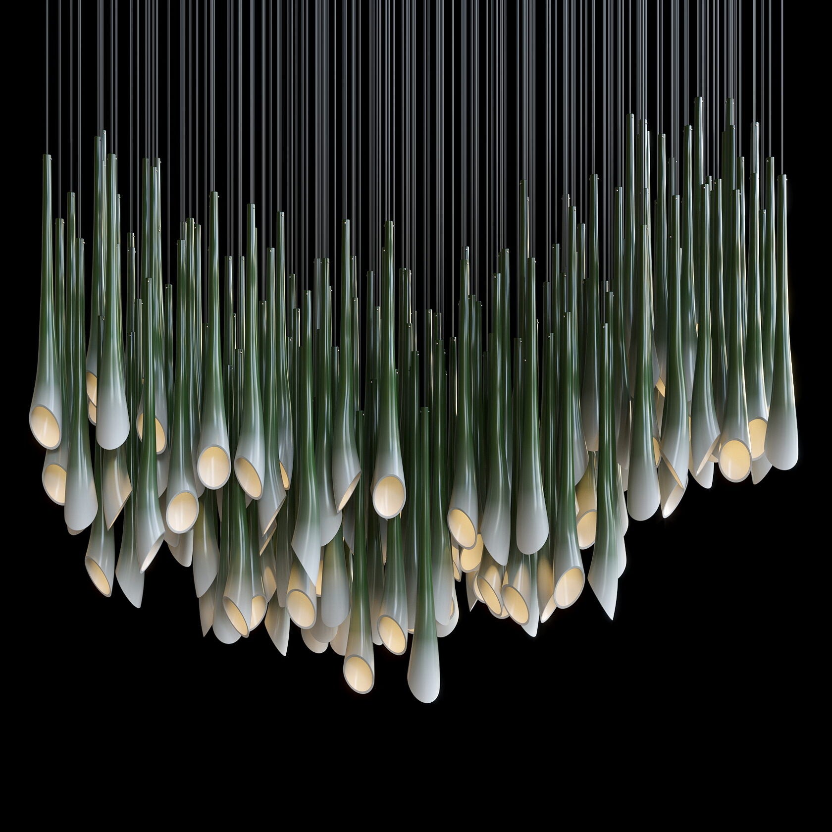 Green Trumpet Cluster Chandelier