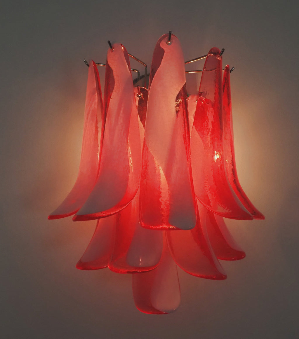 Murano Wall Lamp | 10 Red Petal Glass | Set of 2