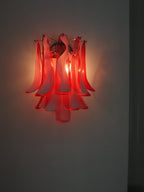 Murano Wall Lamp | 10 Red Petal Glass | Set of 2