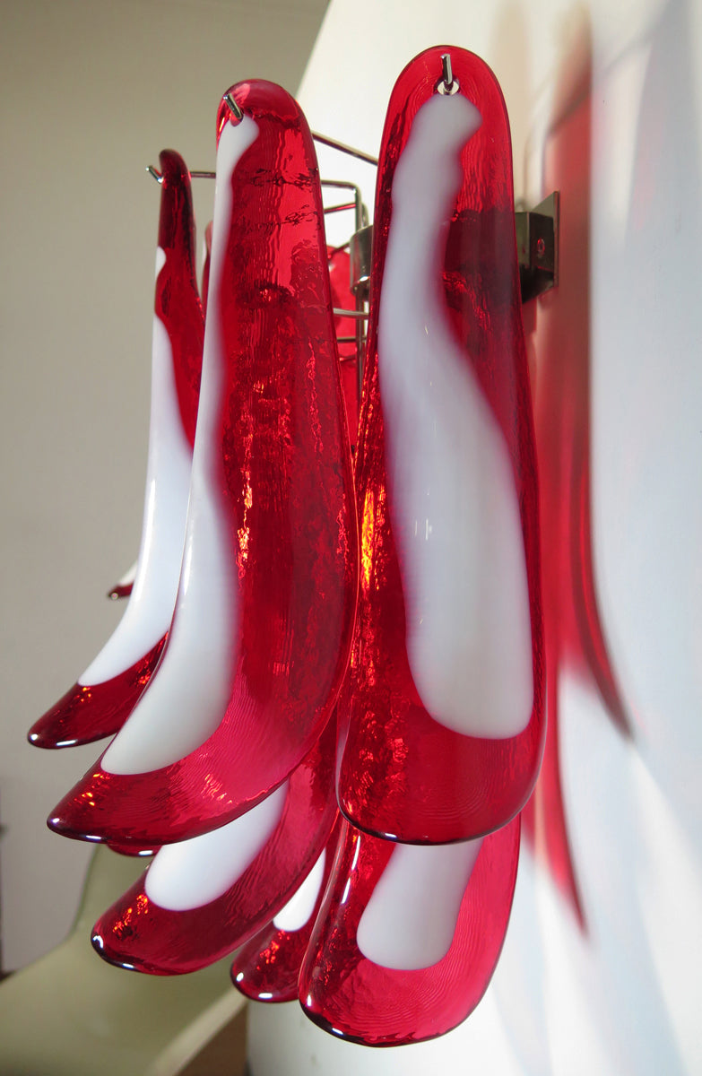 Murano Wall Lamp | 10 Red Petal Glass | Set of 2