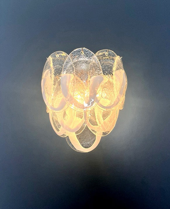 Murano Wall Lamp | 10 Clear Petal Glass | Set of 2