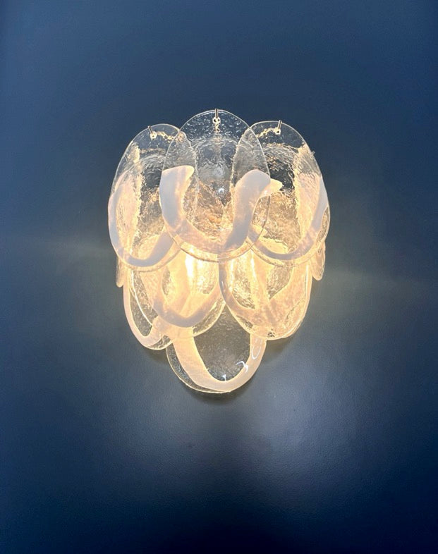 Murano Wall Lamp | 10 Clear Petal Glass | Set of 2
