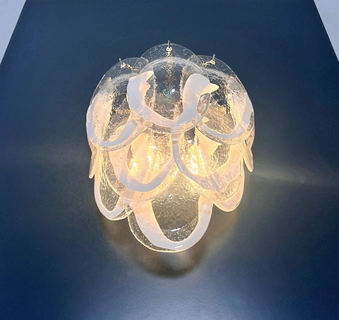 Murano Wall Lamp | 10 Clear Petal Glass | Set of 2