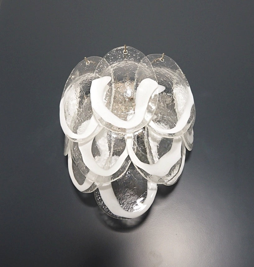 Murano Wall Lamp | 10 Clear Petal Glass | Set of 2