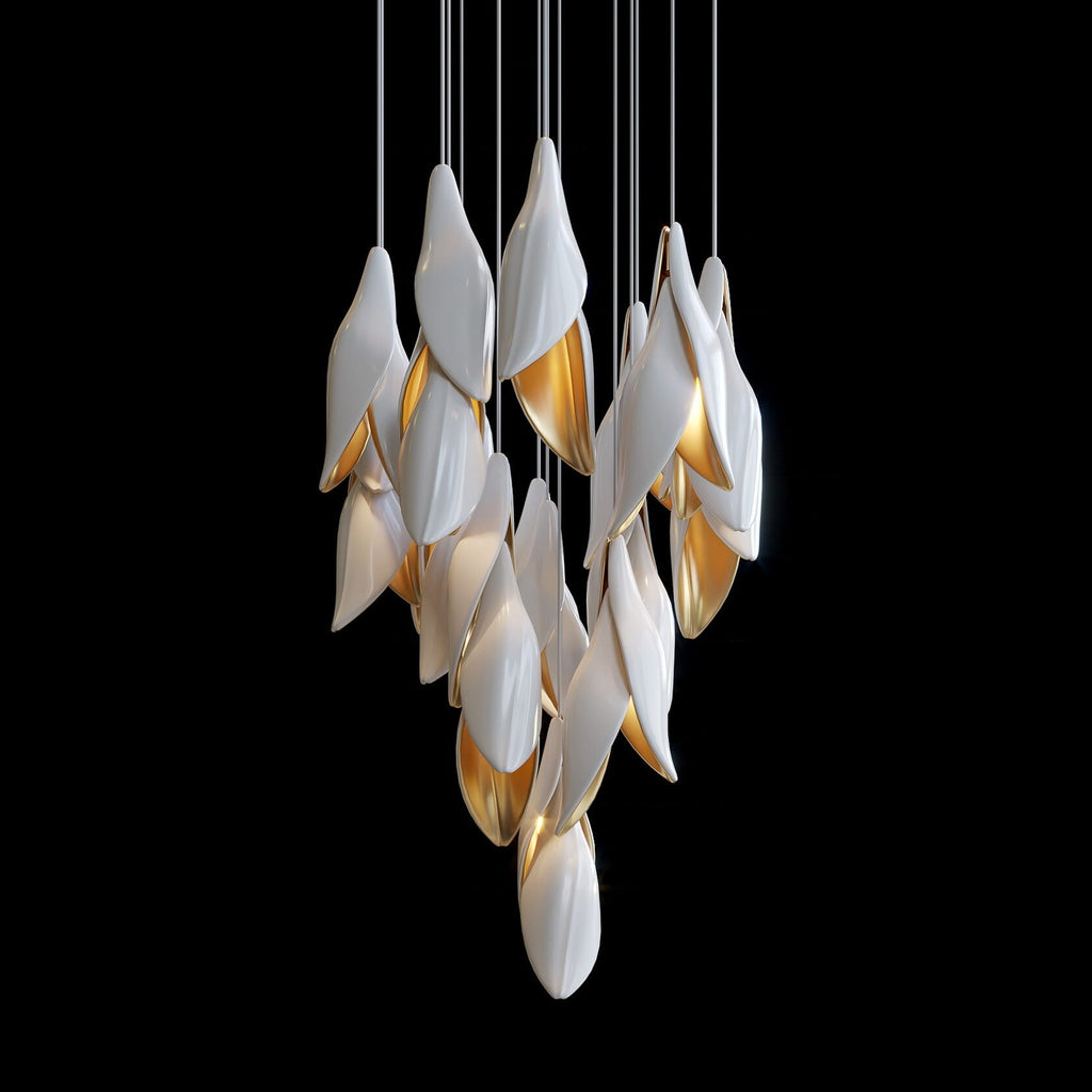 Black Gold Petal Cascade Chandelier