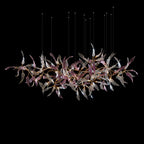 Pink Silver Leaf Vine Chandelier