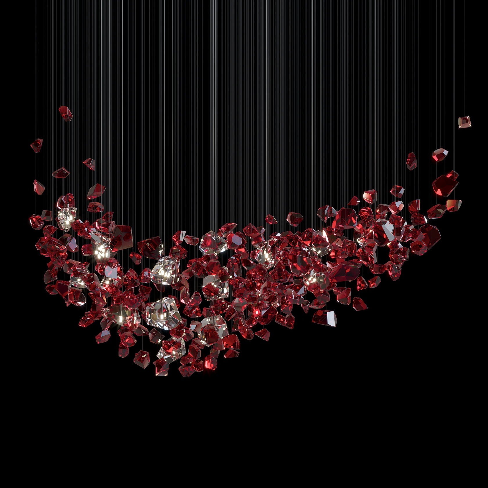 Crimson Crystal Scatter Chandelier