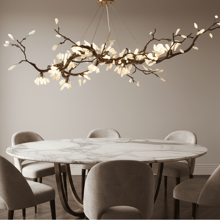 Selenite Crystal Blossom Branching Tree Chandelier by Bling Lighting Studio
