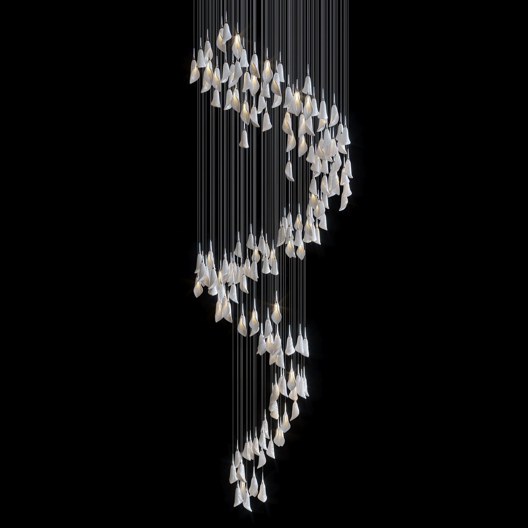 White Petal Drop Chandelier