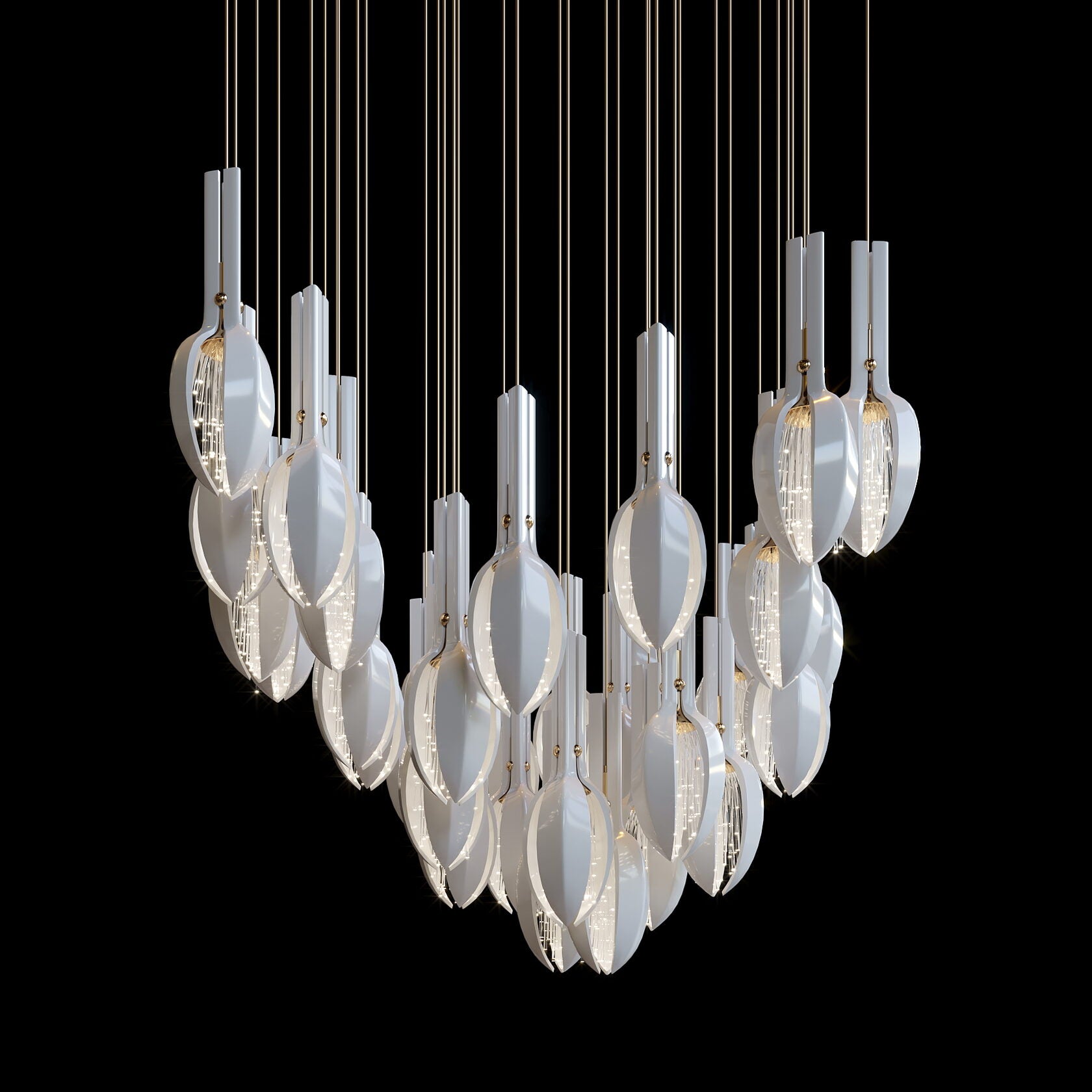 White Seed Pod Garland Chandelier
