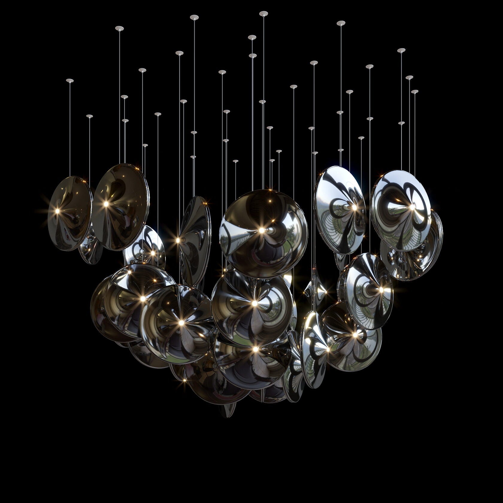 Smoke Glass Disc Cluster Chandelier