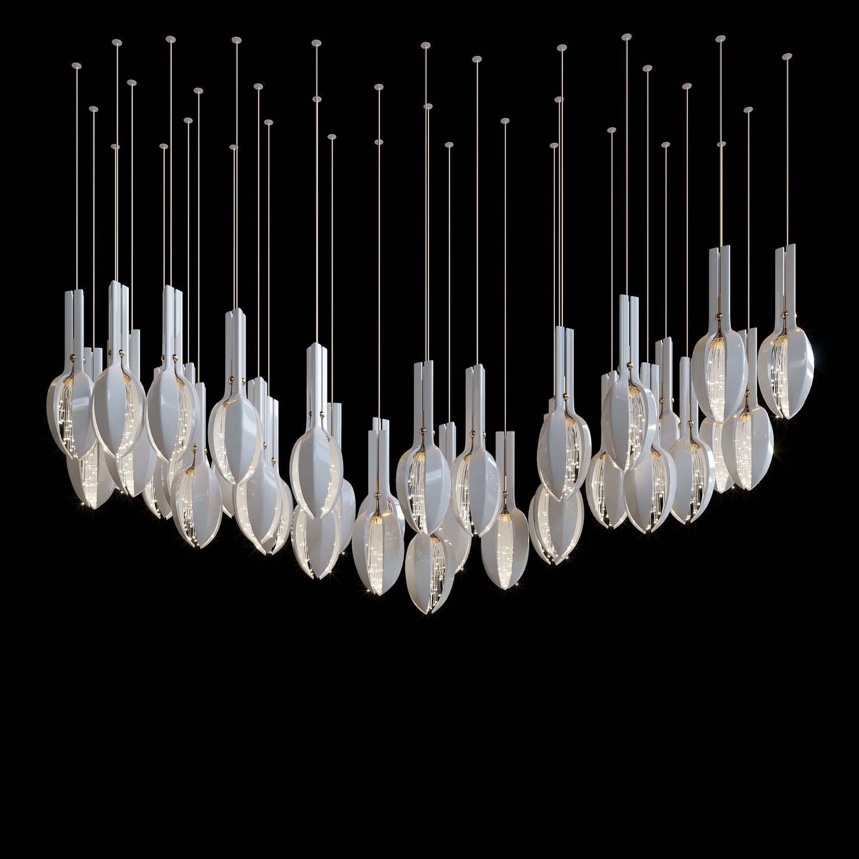 White Seed Pod Garland Chandelier