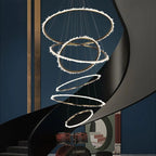 Rose Rock Crystal Multi-rings Chandelier Modern Chandelier Staircase by Bling Lighting Studio