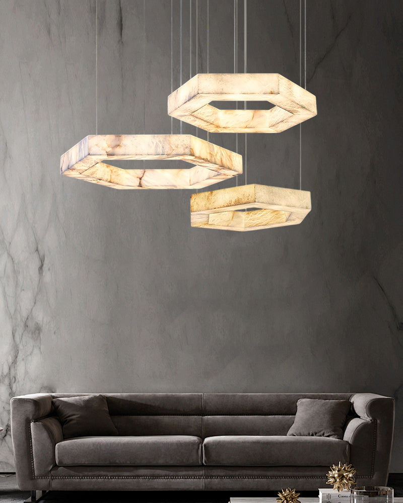 LED Hexagon Alabaster Pendant Lamp product image
