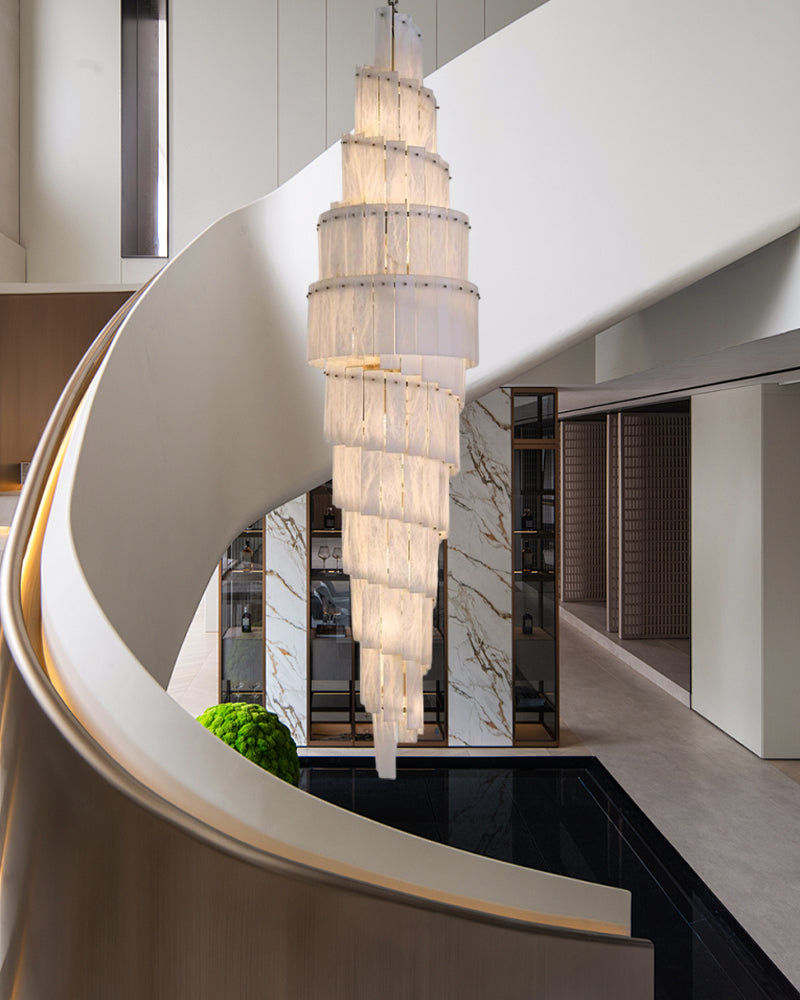 Stairwell Large Alabaster Chandelier for High Ceilings by Bling Lighting Studio