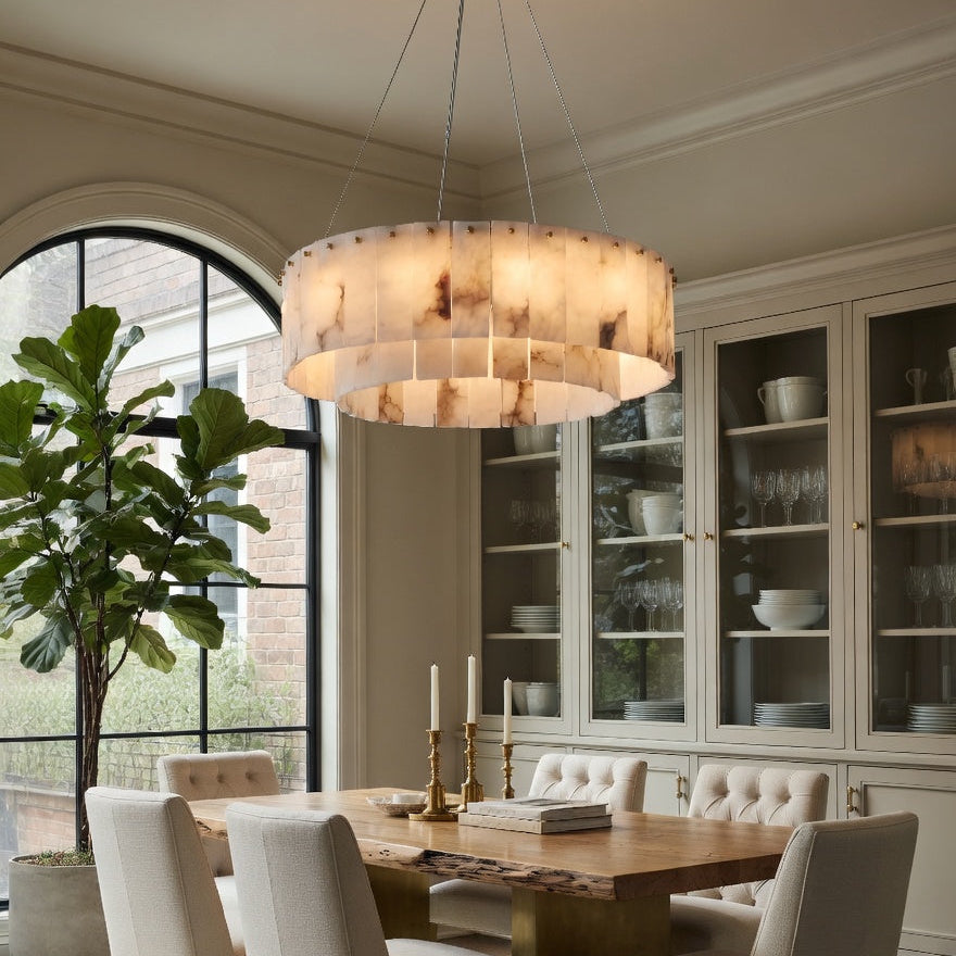 Oakley Layered Alabaster Chandelier by Bling Lighting Studio