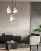 Brianna Alabaster Dining Table Pendant Modern Stacked Conical Pendant Light