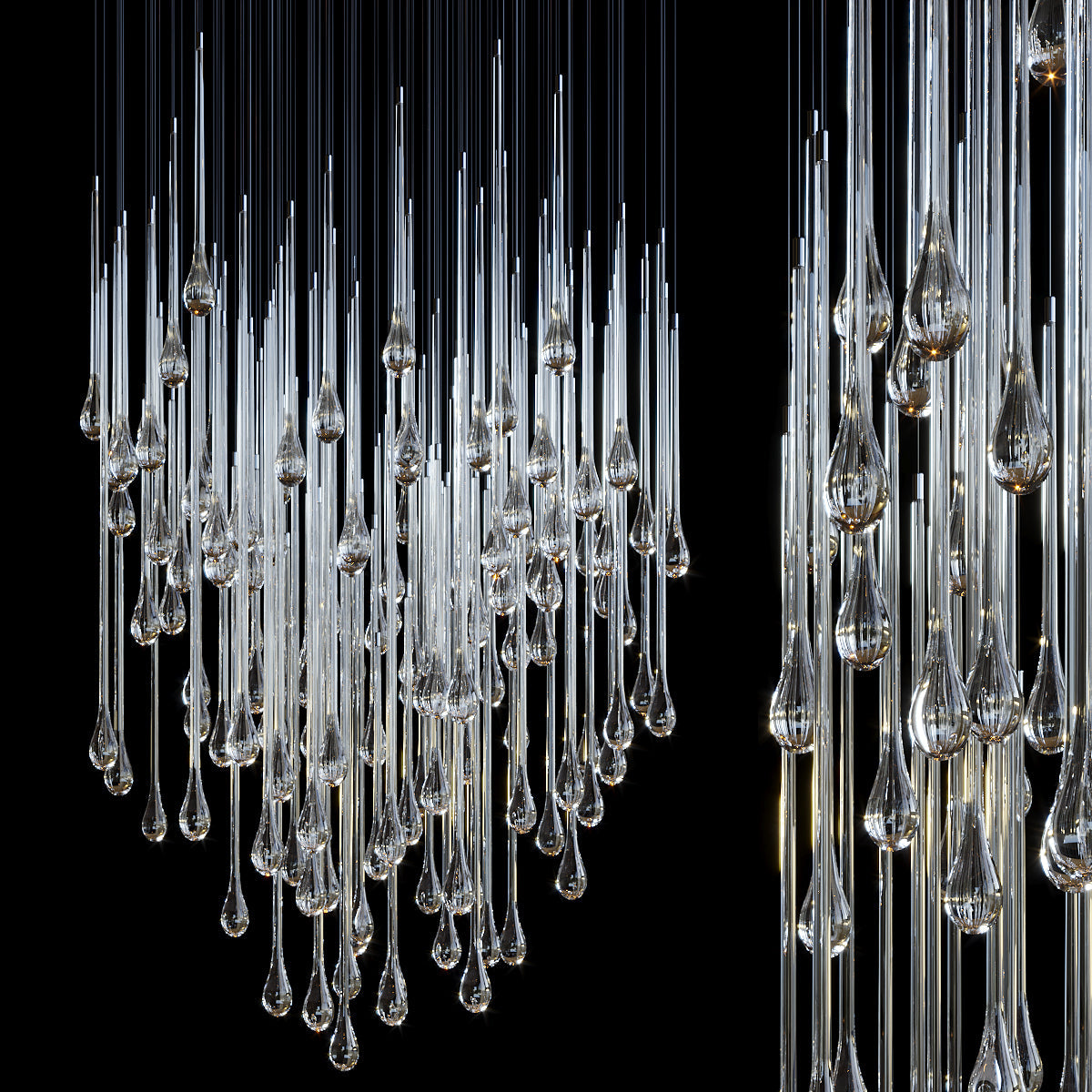 Crystal Teardrop Tube Rain Chandelier