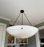 Enormous 36 Ø Flush Mount / Pendant with Stunning Full Moon-Like Alabaster Shade
