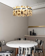 Modern LED Alabaster Round Chandelier detail view