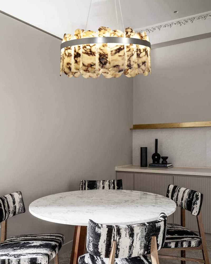 Modern LED Alabaster Round Chandelier detail view