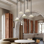 Multi-Head Matte White Alabaster Cone Hanging Kitchen Pendant Light