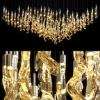 Amber Crystal Ribbon Rain Chandelier
