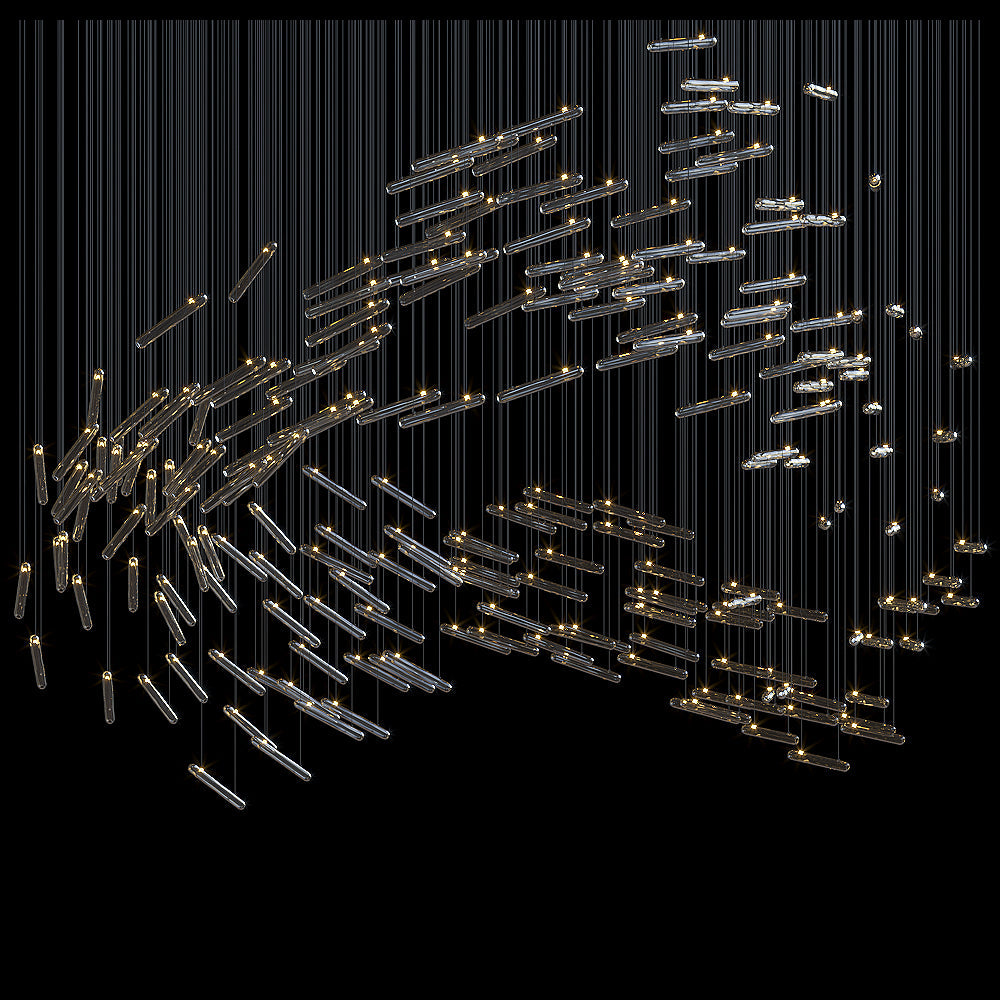 Linear Glass Rod Scatter Chandelier